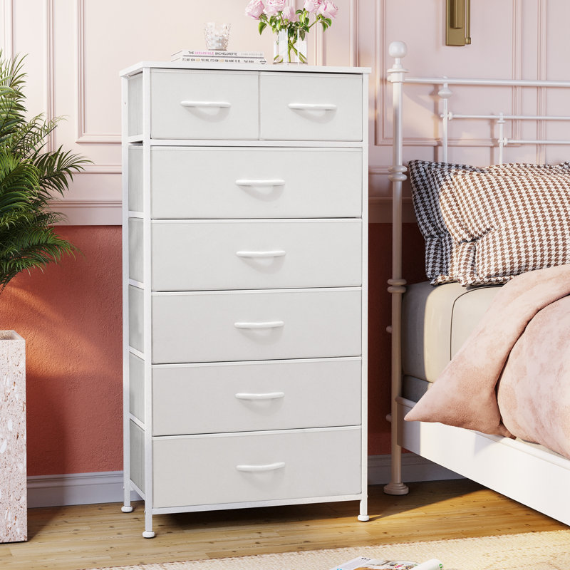 23.22" W 7-Drawer Dresser, White, White