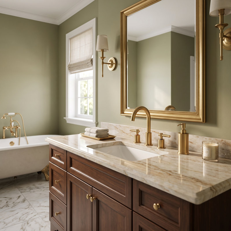 2-handle Bathroom Faucet with Drain Assembly, Brushed Gold