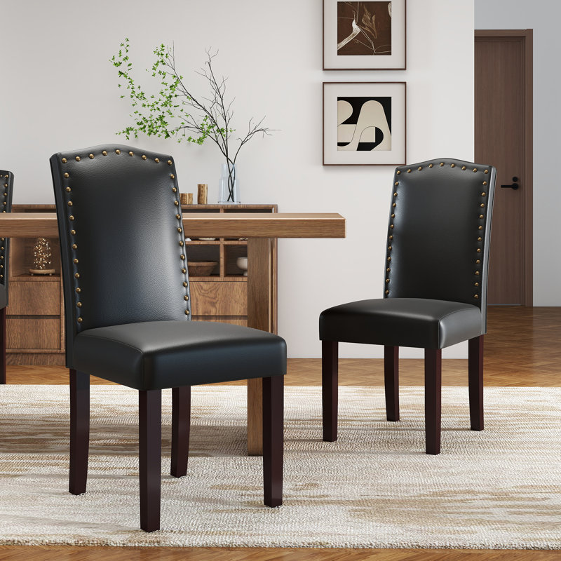 Mourya 19.5'' H Upholstered Side Chair, Black PU Leather