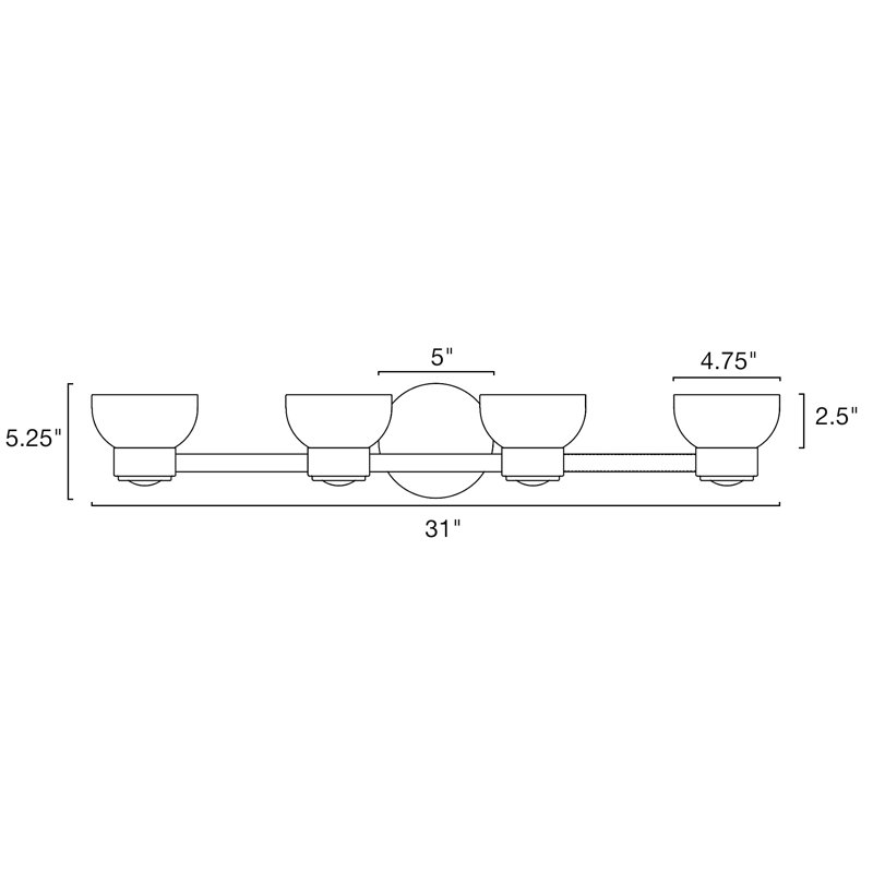 Éclairage pour salle de bain moderne à DEL 4 lumières 31 po avec abat-jour en verre transparent gravé à l'eau-forte de 31 po Everly Quinn Imogen, lumière blanche douce 3000 K (28 W), finition nickel brossé