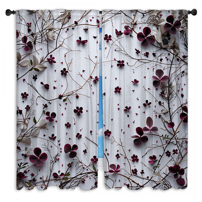 Rideaux de fenêtre à motif floral obscurcissant et obscurcissant - 2 panneaux, 20 po x 50 po - 2 panneaux