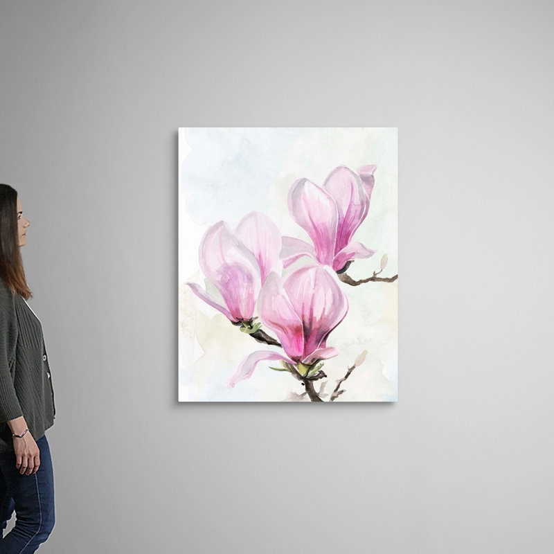 Magnolia Blooms II, art mural sur toile, H 36 po x l 45 po x P 1,25 po, Toile tendue