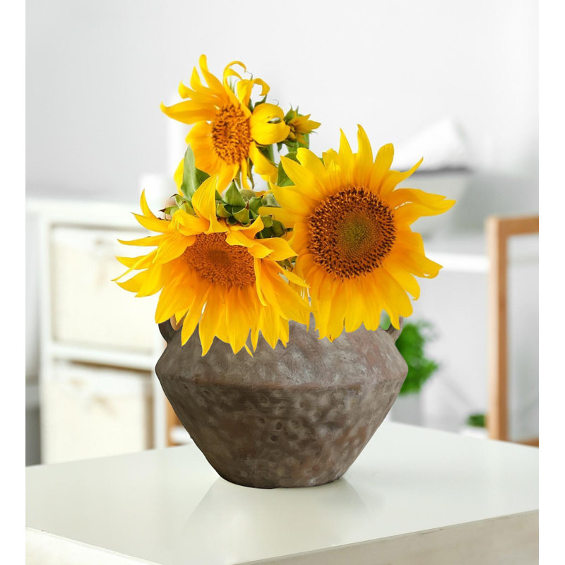 Vase en céramique rustique avec 2 poignées, Brun