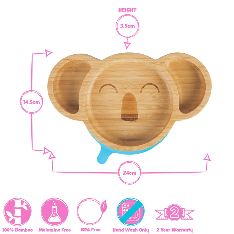 Tiny Dining - Children's Bamboo Suction Koala Plate, Red