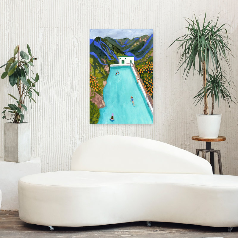 Art mural de paysage contemporain abstrait coloré, H 36 po x l 24 po