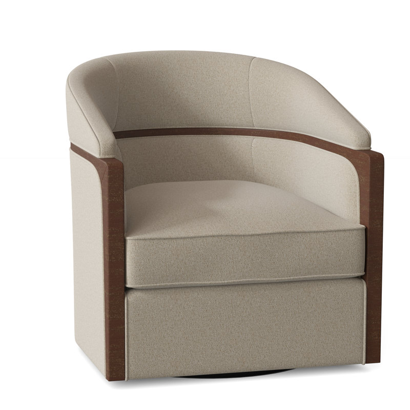 Forester 29" W Swivel Barrel Chair, Walnut, Parchment (8794 70)