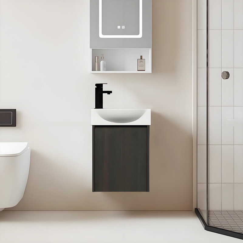 Meuble-lavabo mural moderne 16 po pour petits espaces, Noir