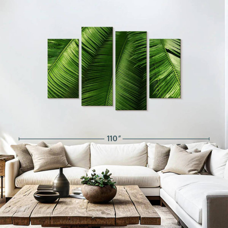 Harnek, feuilles tropicales élancées, H 48 po x l 75 po