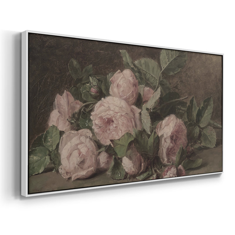Botanical Series-CDXLV- Toile tendue avec châssis tendue, prête à être accrochée, H 21 po x l 41 po, Blanc