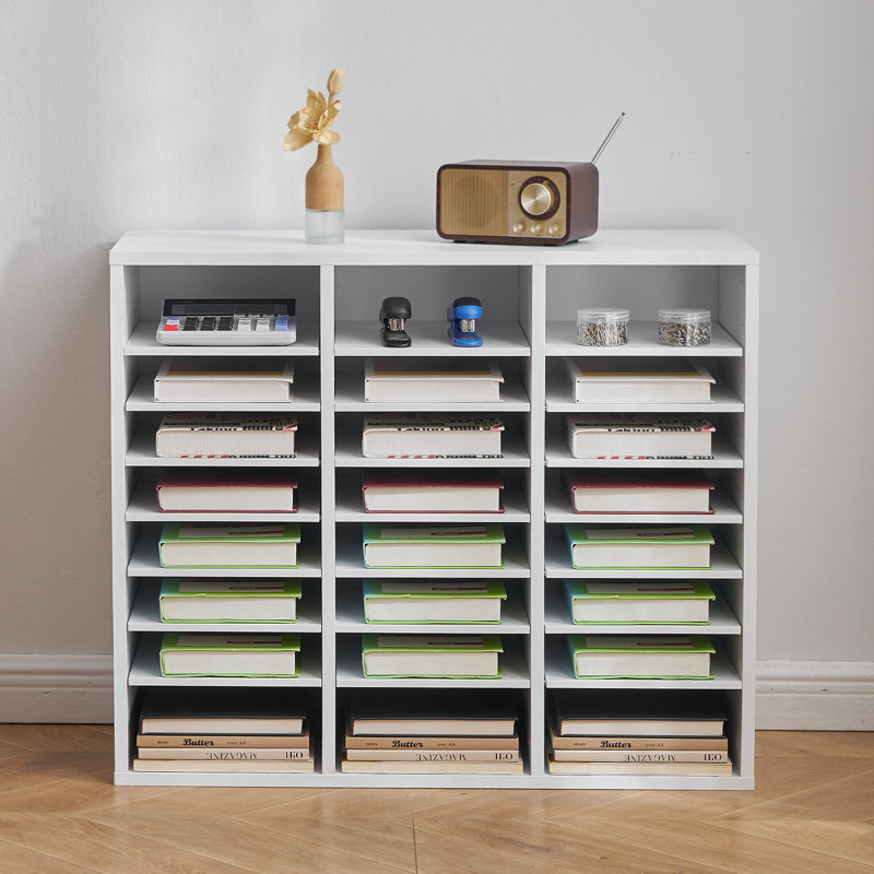 Rangement en bois 24 compartiments avec tablettes réglables , Blanc