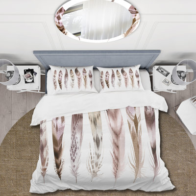 Ensemble de housse de couette bohème et éclectique Colorful Boho Feather - Colorful Microfiber Polyester