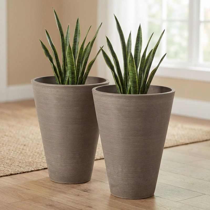Ensemble de pots à fleurs en tai, Anthracite, H 14 po x l 11,4 po x P 11,4 po