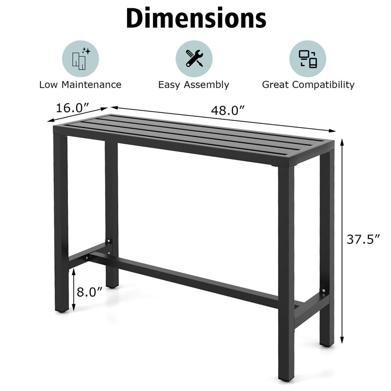 Table de salle à manger Izzabelle, L 48 po x l 16 po