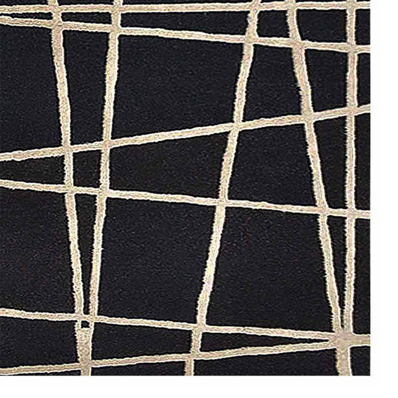 Tapis écologiques en laine touffetés à la main - 5 pi x 8 pi, rectangulaires, de couleur noire, de conception moderne et contemporaine, tapis épais antidérapants faits à la main pour salon, chambre à coucher