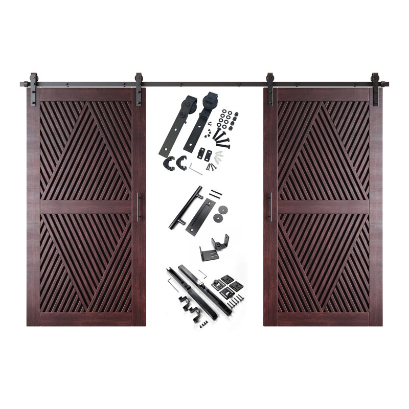 Porte de grange en acajou double non assemblée et fini 48 po x 80 po Homacer Red Homacer, 48 po x 80 po