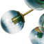 Bubble Blue Glass Sputnik Semi Flush Chandelier in Brass Finish 