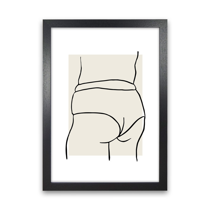 Curvy Female Back 1 Piece Wall Art, 88cm H x 64cm W x 3cm D, Black Framed