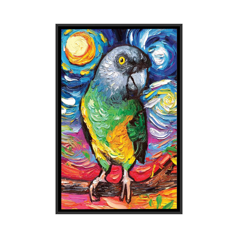 Reproduction d’art, "Senegal Night" par aja Trèves, H 26 po x l 18 po x 1,5 po, Toile avec cadre noir, Pas de tapis