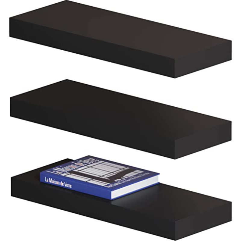 Ehva 3 Piece Floating Shelf, 14.9" H x 5.83" W x 1.4" D, Black