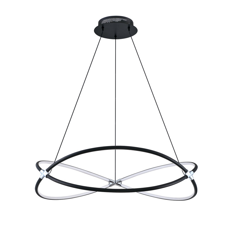 Luminaire suspendu sphérique unique à 6 lumières DEL, H 124,25 po x l 30 po x P 30 po