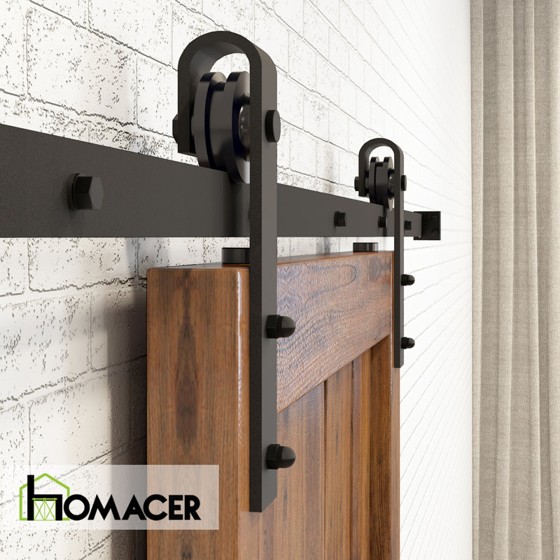 Black Rustic Single Track Bypass Sliding Barn Door Kit