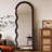 Mid-Century Wave Pattern Velvet Frame With Stand Full-Length Mirror-442941121