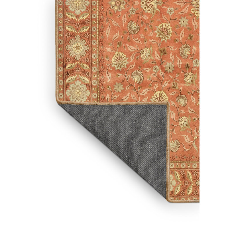 Tapis décoratif orange oriental Estefania, Rectangle 7 pi x 10 pi