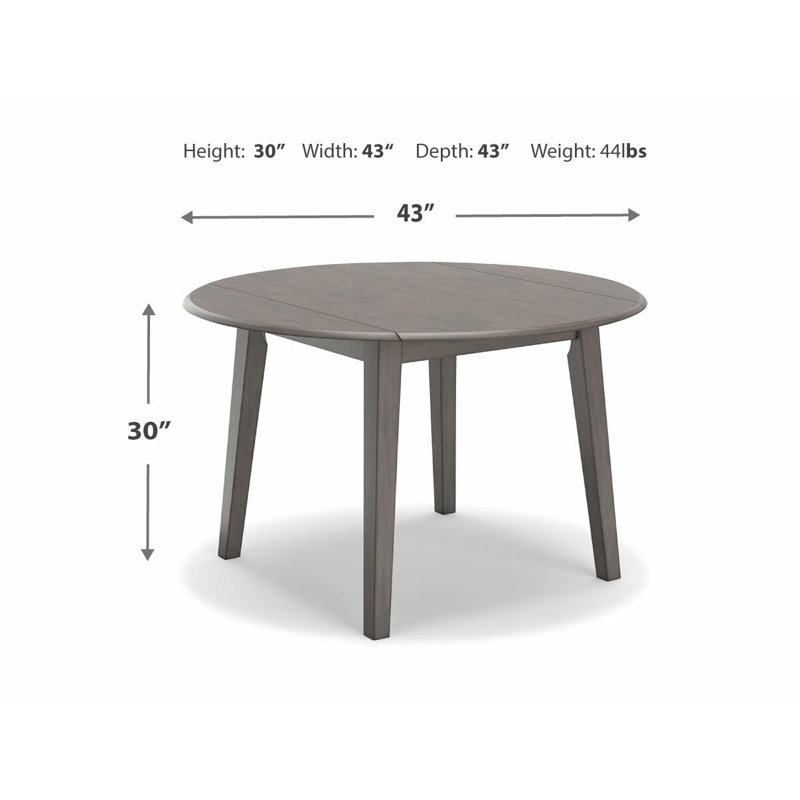 Extendable Round Solid Wood Base Dining Table, Grey, Grey