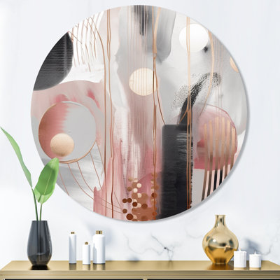 «Rose Rosegold Circle Complexity II - Abstrait moderne, formes transitionnelles, art mural rond en métal