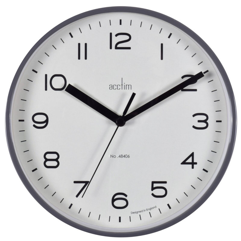 Acctim Runwell Small Wall Clock Quartz Slimline Case 20cm, Grey