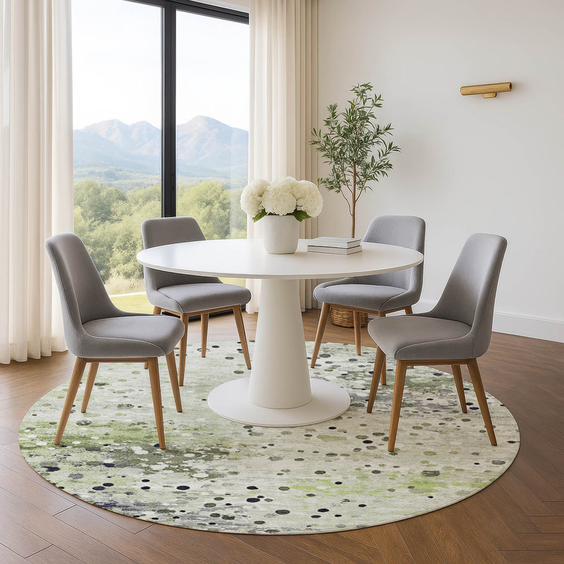 Premium Machine Washable Ansley Abstract Rug, Round 8'
