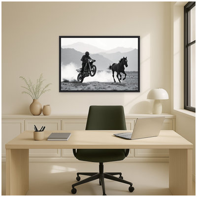 «Moto Horse Desert Race» par Rouzbeh Zadrad, reproduction d'art sur toile encadrée