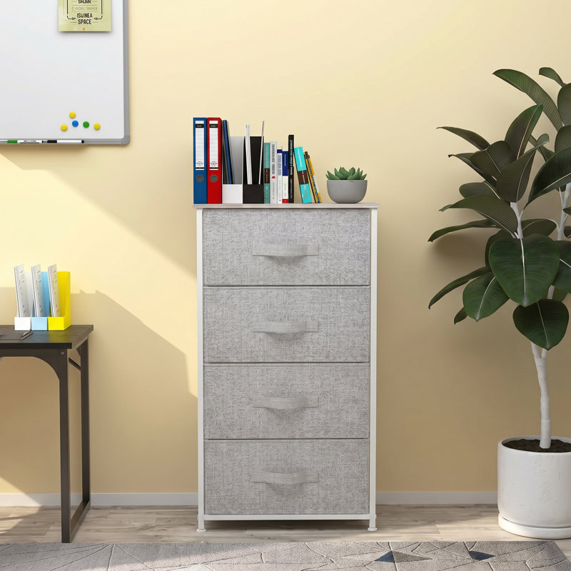 Callida 17.7'' W 4 - Drawer Dresser, Ight Grey Fabric