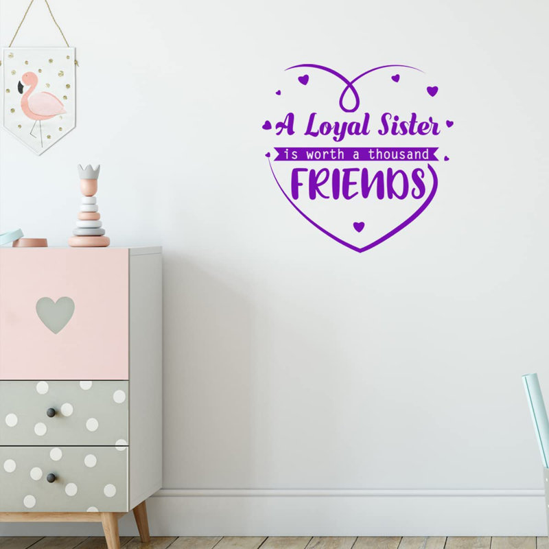 Adhésif décoratif «A Loyal Sister Worth Thousand Friends», Mauve, H 18,5 po x l 17 po