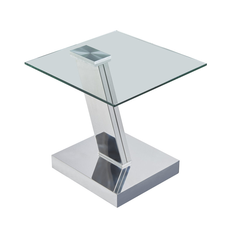 Table de bout à piédestal en verre de 19,6 po de hauteur