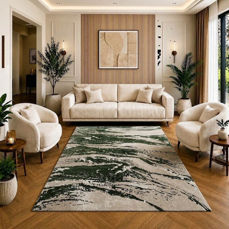 Area Rug, Green, Rectangle 200 x 290 cm