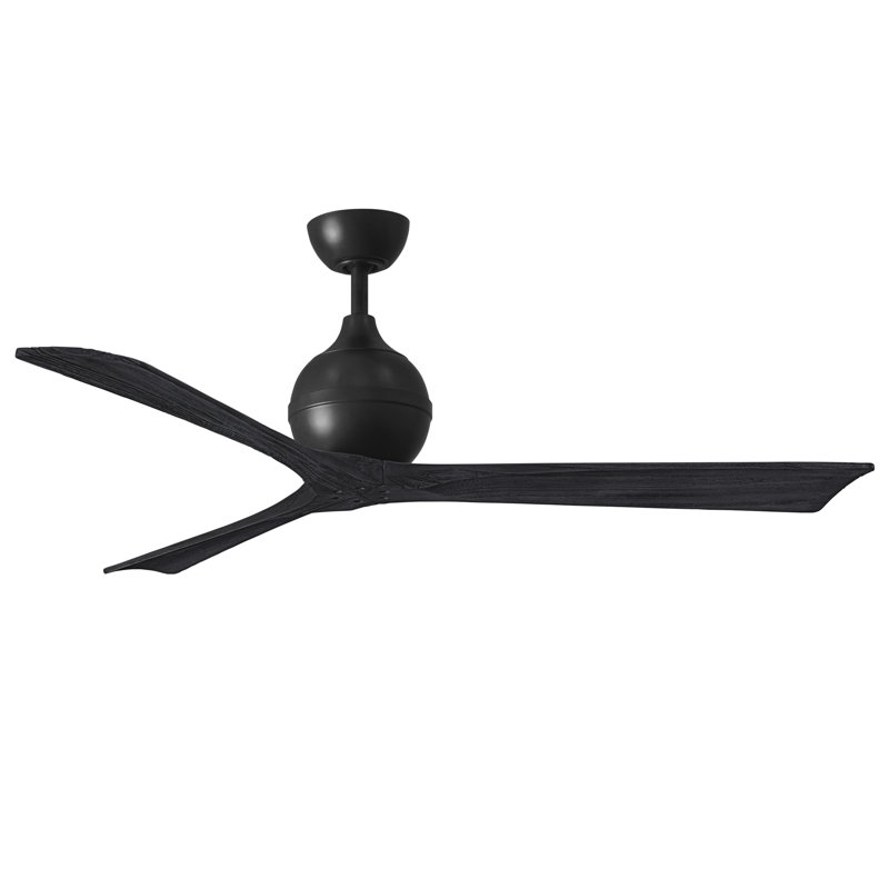 60" Irene Paddle 3 Blade Ceiling Fan, 60", Matte Black, Matte Black