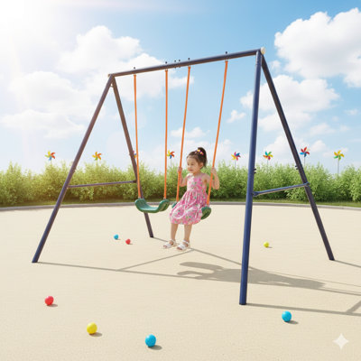Two-Swing Station Outdoor Playset For Children
