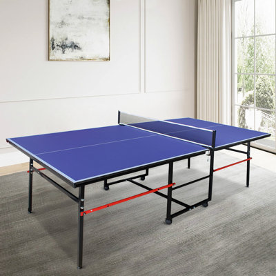 Ensemble de table de tennis de table pliable de 8 pieds de taille moyenne, table de ping-pong portable avec filet, raquettes et balles - Ping-pong intérieur et extérieur