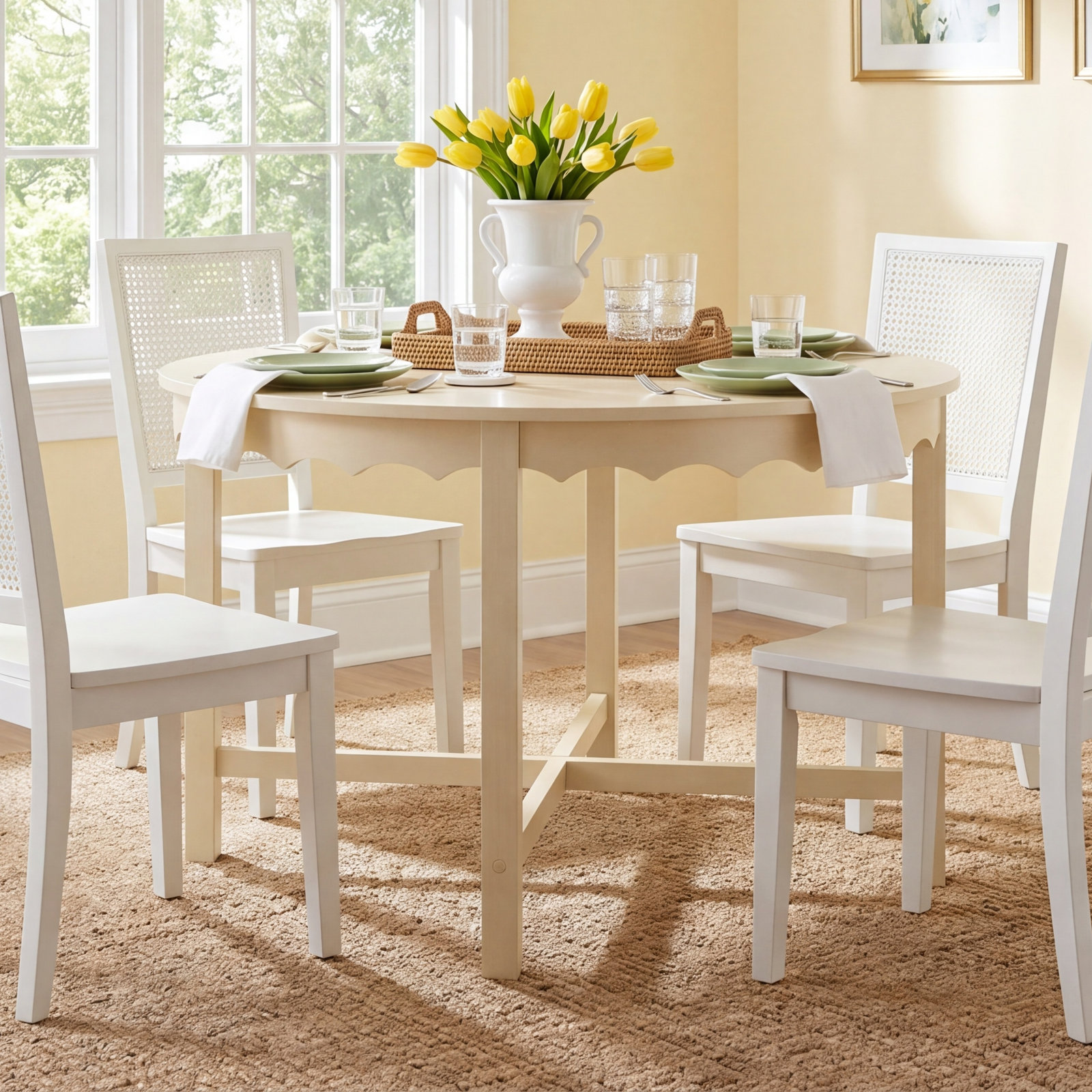 Catana 39" Pine Dining Table, Sand