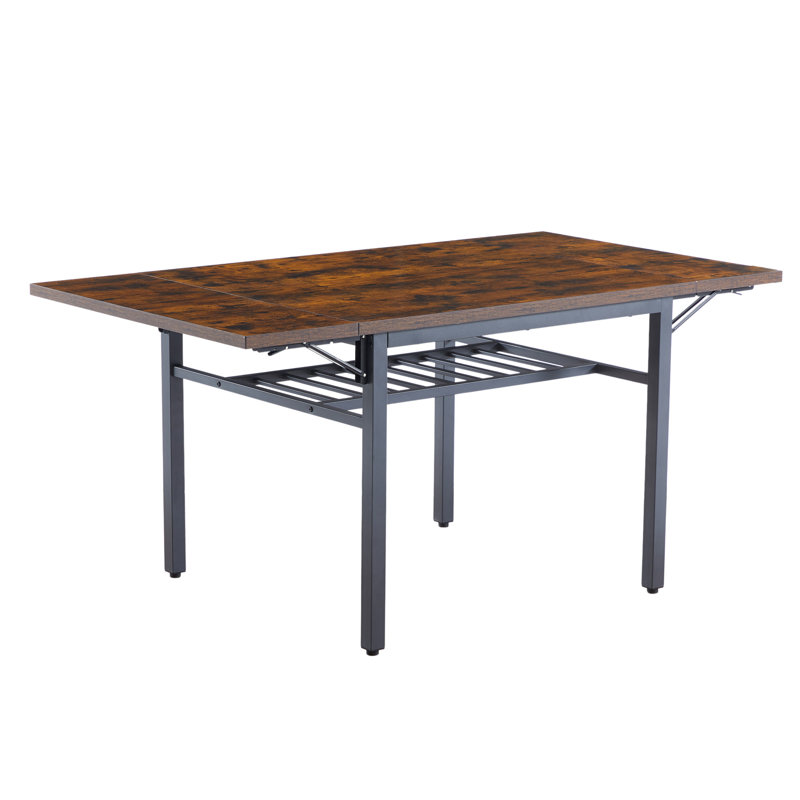 Table de salle à manger rectangulaire avec pied en X en aluminium / base en métal, teck