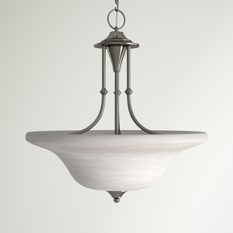 Luminaire suspendu bol 3 lumières Baronne, Nickel brossé