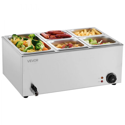 Commercial Electric Food Warmer 5-Pan Countertop Buffet 15.3QT Bain Marie