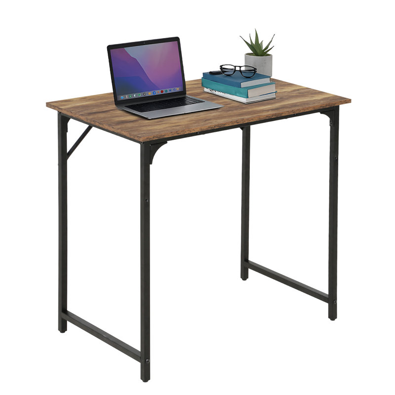 Bureau d'ordinateur 32 pouces réglables avec pieds à vis et table d'écriture, Brun / Noir