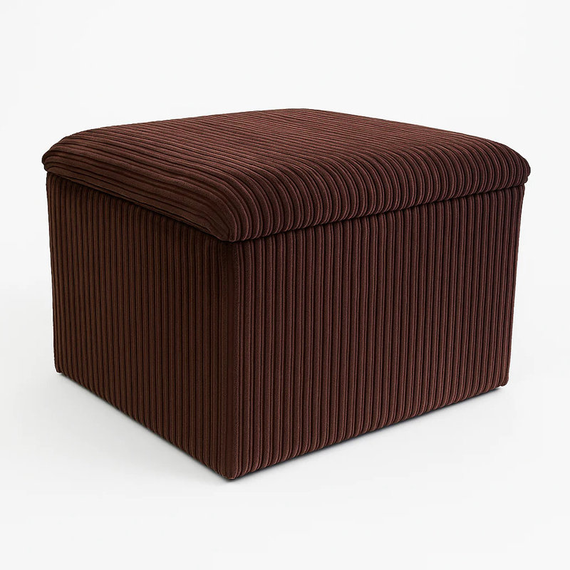 50cm Wide Tufted Footstool Ottoman, Brown