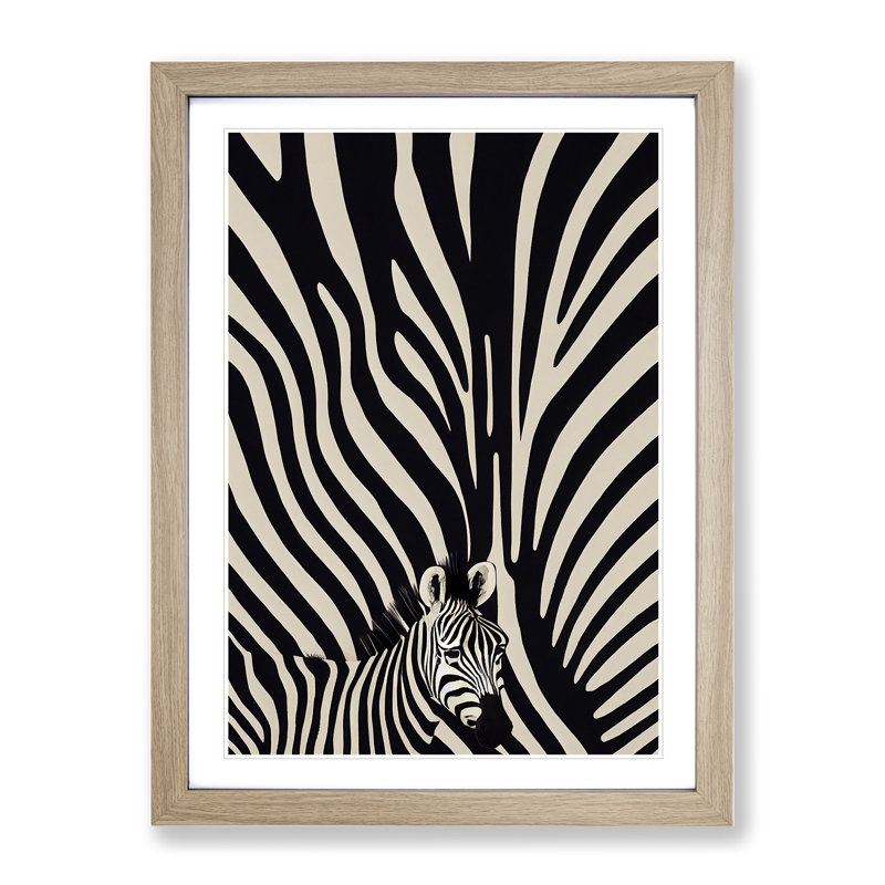 Zebra No.4 Abstract - Single Picture Frame Painting, 34cm H x 25cm W x 2cm D, Oak