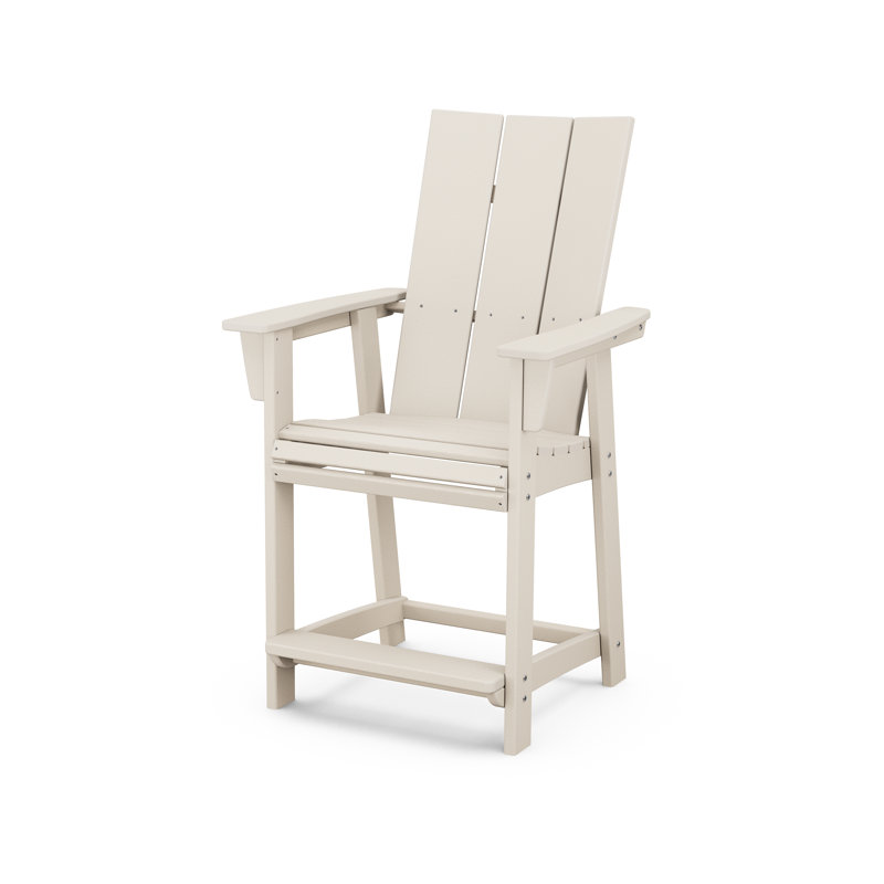 POLYWOOD Modern Curveback Adirondack Counter Chair, 23.28", Sand