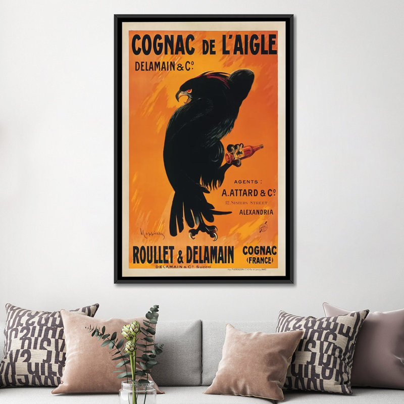 «Cognac de l'Aigle» par Leonetto Cappiello, impression sur toile, H 60 po x l 40po x P 1,5 po, Toile avec cadre noir
