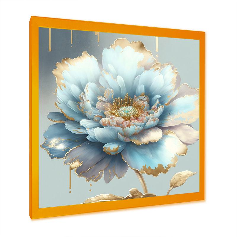 «Chic Blue Blooming Flower IV - Floral», reproduction sur toile encadrée, H 36 po x l 36 po x P 1,5 po