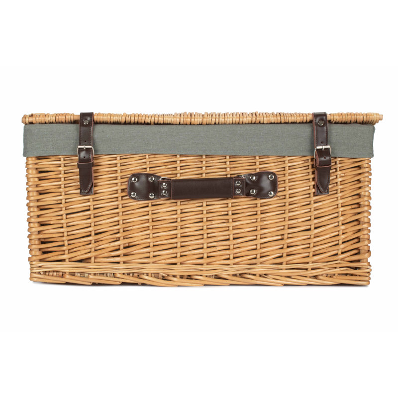 Wicker Basket with Lining, Buff Hamper/Grey Lining